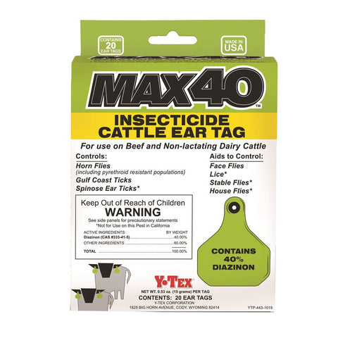 Y-Tex - Max 40 (was Warrior) Lime Green Insect Tag- 20 ct