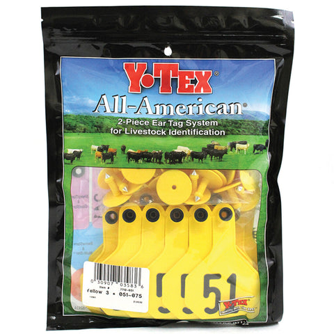 Y-Tex - Tag & Button 3 Star (51-75) Yellow