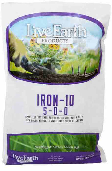 iron fertilizer for plants Live Earth Iron-10 5-0-0-10Fe-3.5s (50lb) – Steve Regan Company