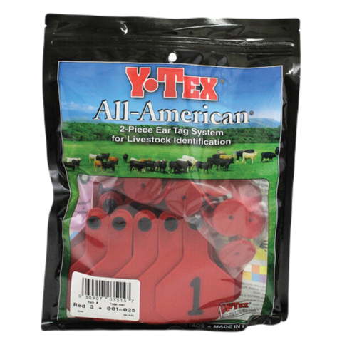 Y-Tex - Tag & Button 3 Star (1-25) Red