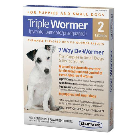 Triple Wormer - Puppies & Sm Dog (6 to 25 lb) 2 ct - box