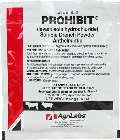 Agri Labs - Prohibit Levasole/Tramisol Drench packet - 52 g