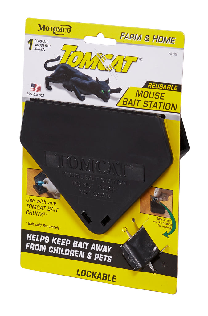 Tomcat 33473 Indoor and Outdoor Rodent Bait Station Reusable Plastic Black  