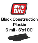 Grip Rite - Black Construction Plastic 6 MIL - 6' x 100' (#66100B)