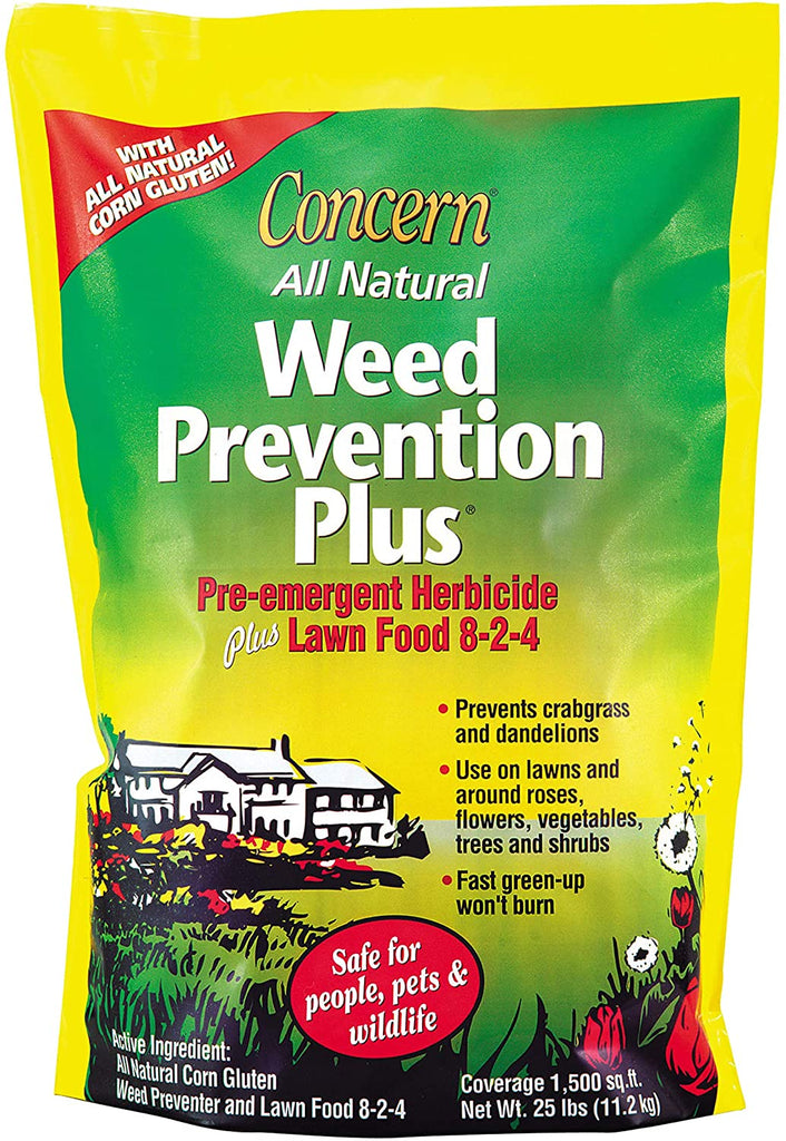 sweet corn pre emergent herbicide Concern - Weed Prevention Plus - w/ Corn Gluten - 8-2-4