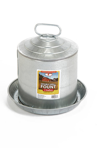 Miller - Fount - Double Wall - 2 Gal - Poultry - Galvanized