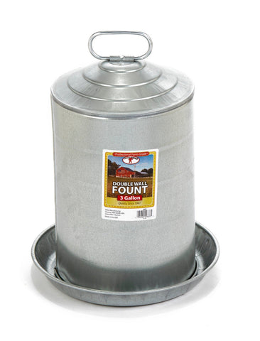 Miller - Fount - Double Wall - 3 Gal - Poultry - Galvanized