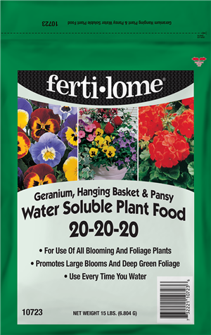 geranium plant fertilizer Ferti-Lome Geranium Hanging Basket & Pansy Plant Food 20-20-20 (15-lbs) 10723