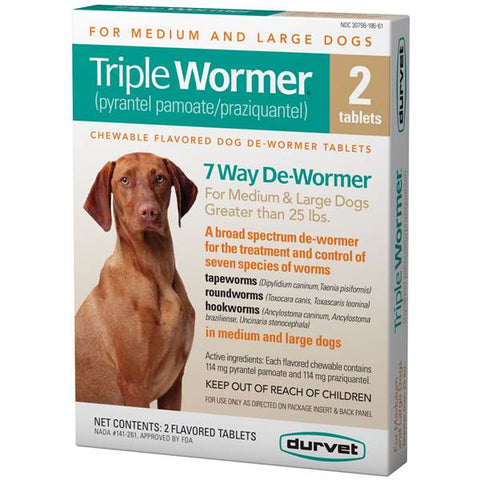 Triple Wormer - Med & Large Dog (25 lb & up) 2 ct - box